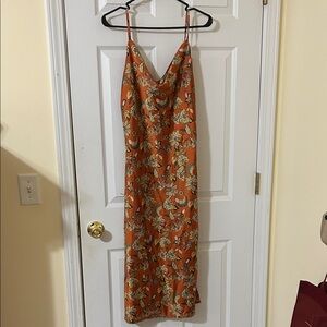 Inspired Hearts Orange Floral Midi Dress